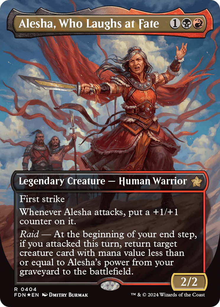Alesha, Who Laughs at Fate (FDN-404) - Foundations (Borderless) Foil [Rare]