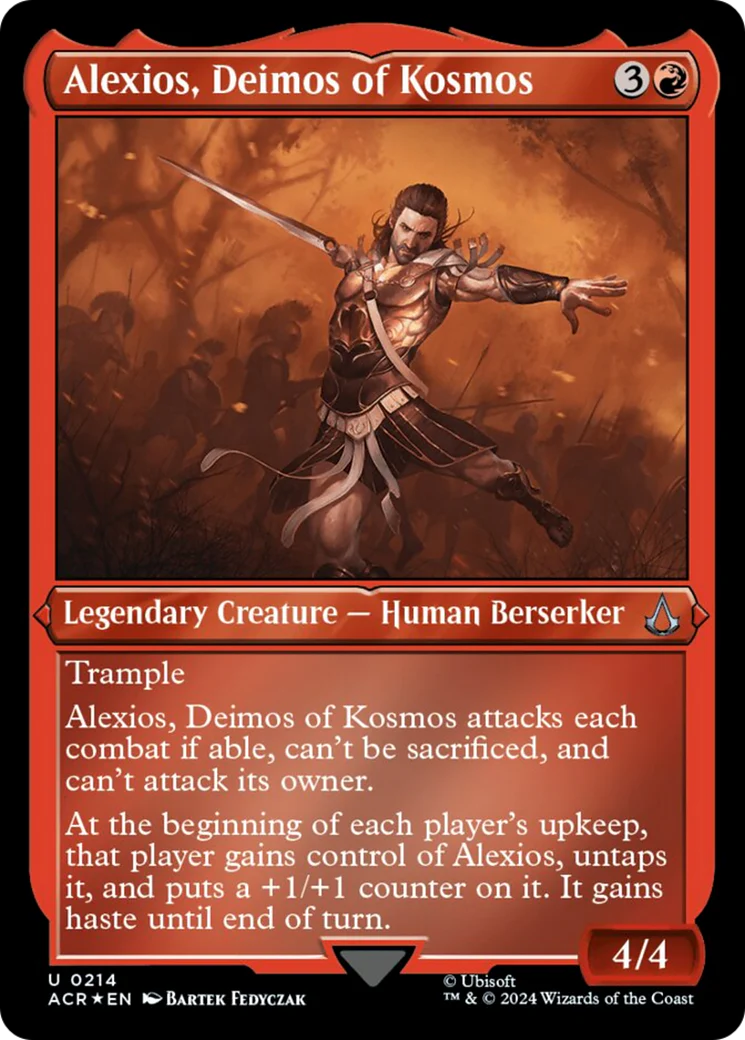 Alexios, Deimos of Kosmos (ACR-214) - Assassin's Creed Etched Foil [Uncommon]