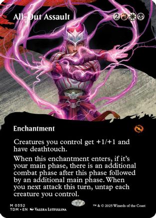All-Out Assault (Borderless) (TDM-352) - Tarkir: Dragonstorm Foil [Mythic]