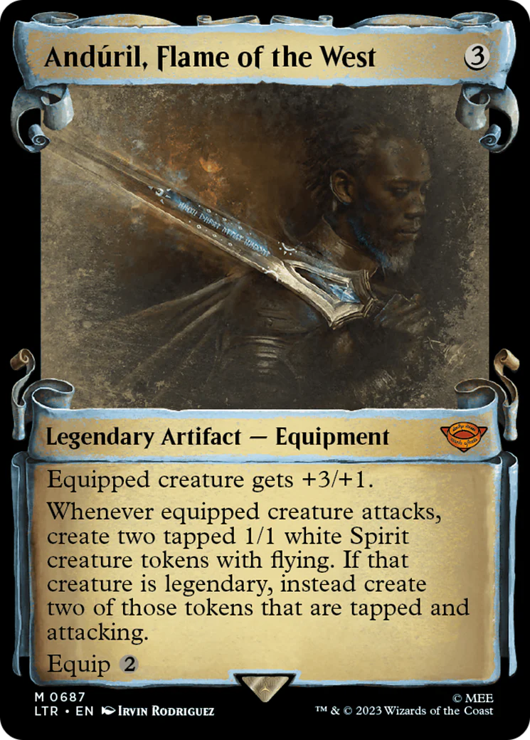 Andúril, Flame of the West (LTR-687) - The Lord of the Rings: Tales of Middle-earth: (Showcase) Scroll Foil [Mythic]