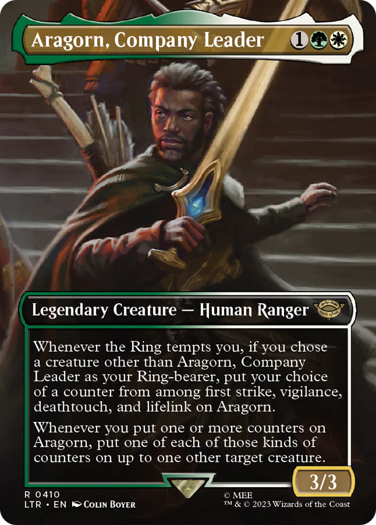 Aragorn, Company Leader (LTR-410) - The Lord of the Rings: Tales of Middle-earth (Borderless) Foil [Rare]