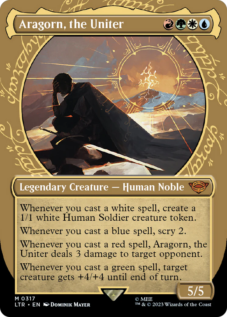 Aragorn, the Uniter (LTR-317) - The Lord of the Rings: Tales of Middle-earth: (Showcase) (Borderless) [Mythic]