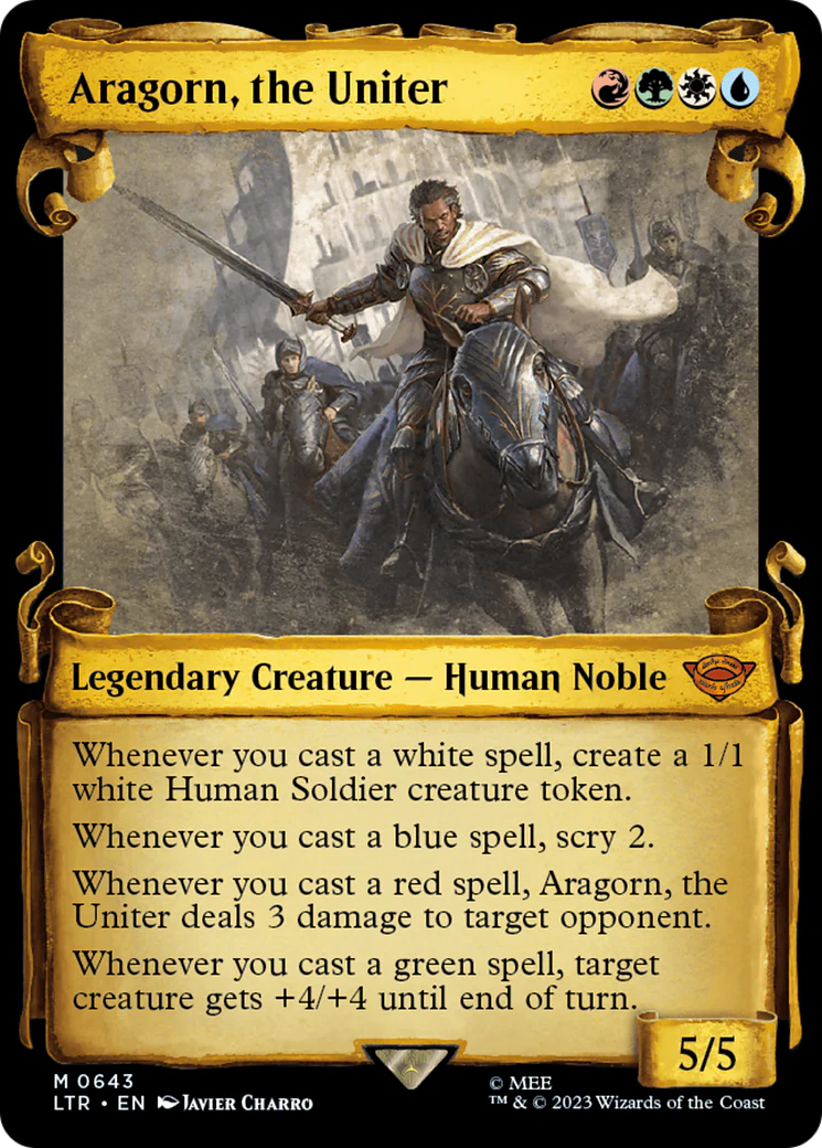 Aragorn, the Uniter (LTR-643) - The Lord of the Rings: Tales of Middle-earth: (Showcase) Scroll Foil [Mythic]