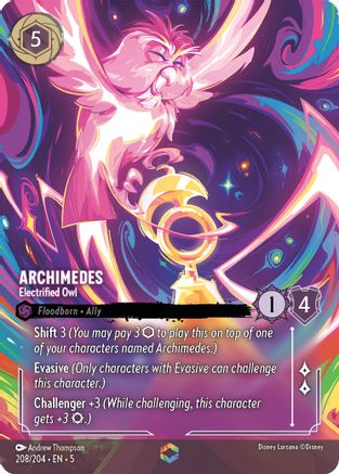 Archimedes - Electrified Owl (Enchanted) (208/204) - Shimmering Skies Holofoil [Enchanted]