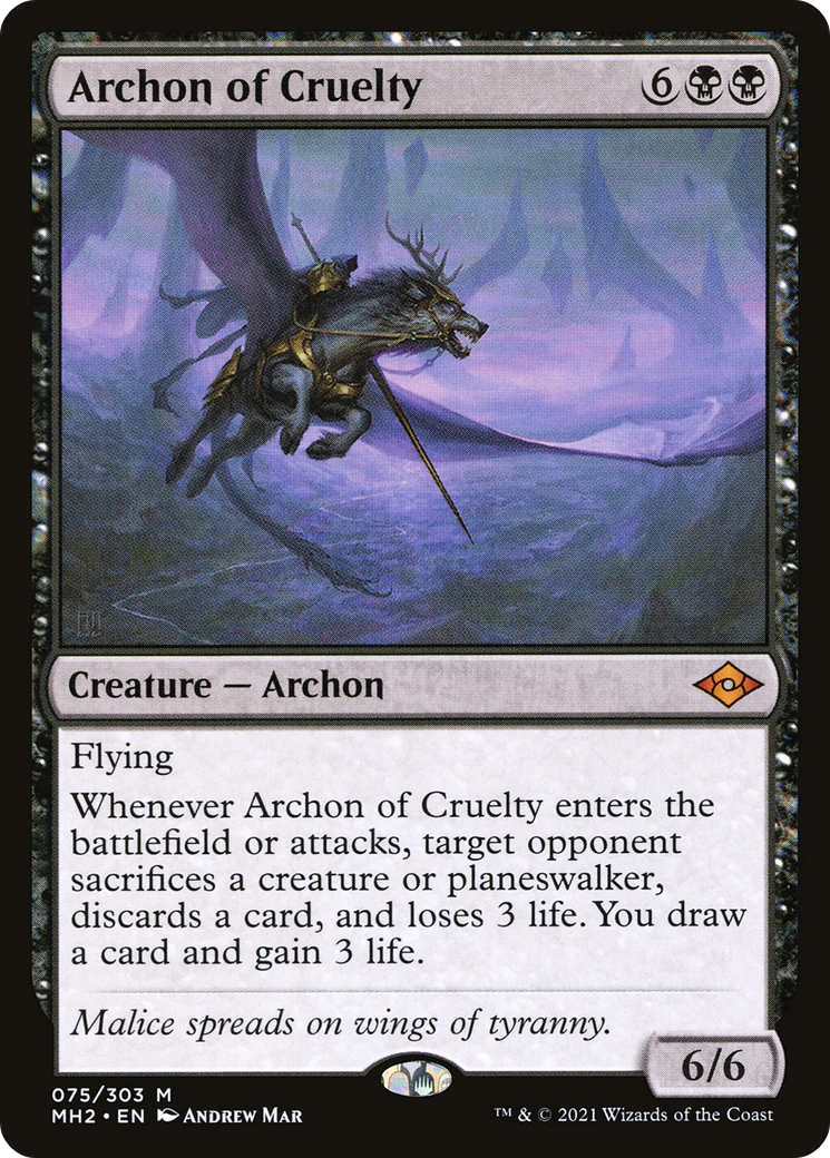 Archon of Cruelty (MH2-075) - Modern Horizons 2 Foil [Mythic]