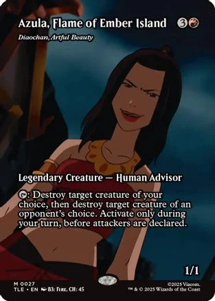 Azula, Flame of Ember Island - Diaochan, Artful Beauty (Borderless) (TLE-027) - Avatar: The Last Airbender: Eternal-Legal Foil [Mythic]