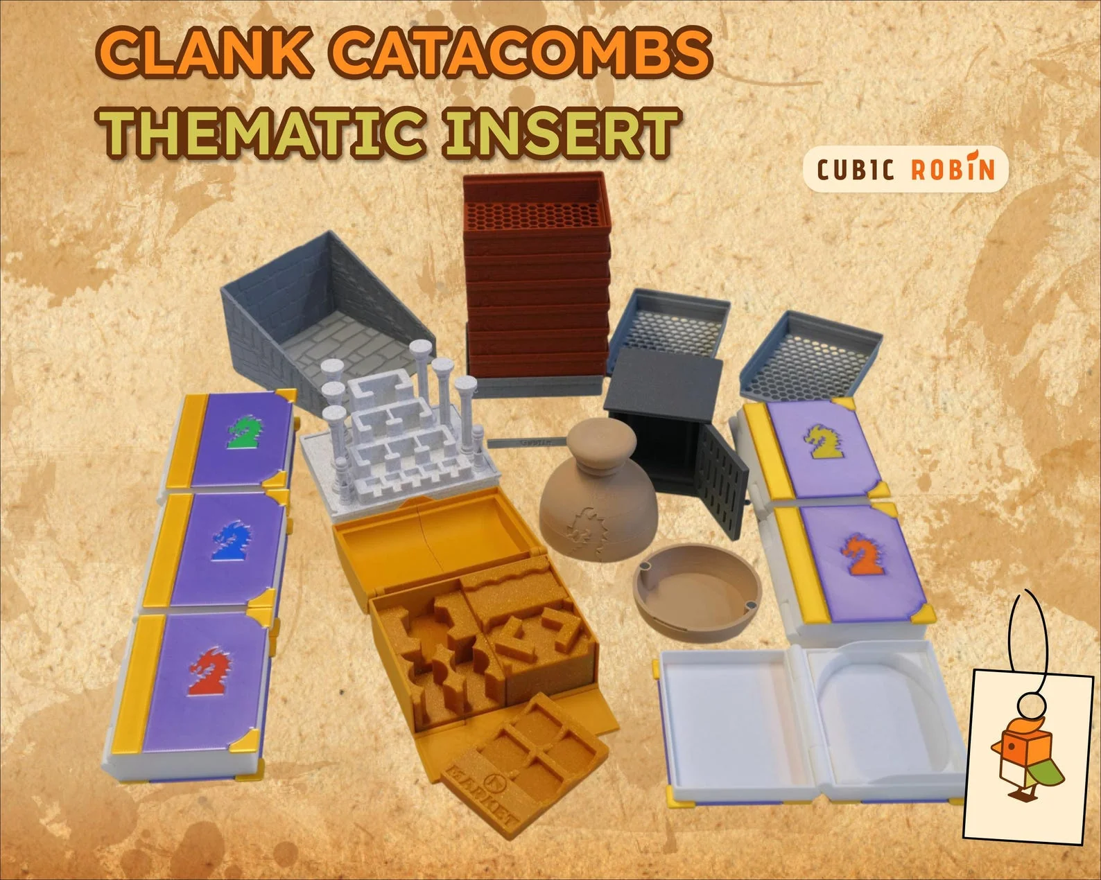 BGisGood - Clanks! Catacombs Board Game Thematic Token Organizer Insert - All pieces - All Set 4 Players Slot