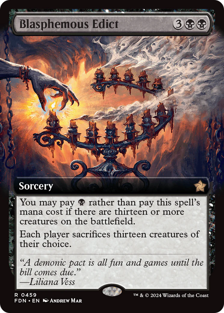 Blasphemous Edict (FDN-459) - Foundations: (Extended Art) Foil [Rare]