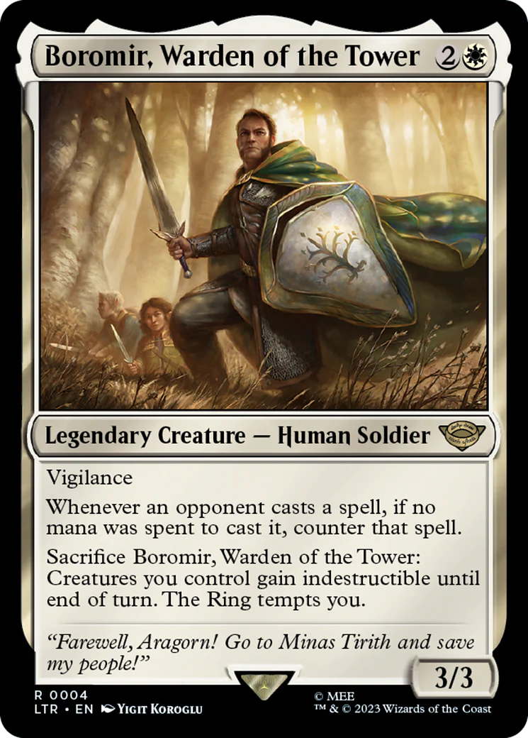 Boromir, Warden of the Tower (LTR-004) - The Lord of the Rings: Tales of Middle-earth Foil [Rare]