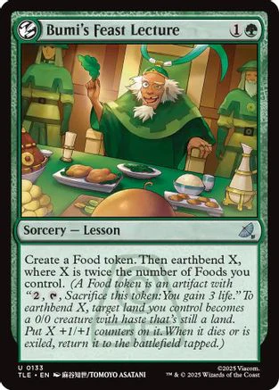 Bumi's Feast Lecture (TLE-133) - Avatar: The Last Airbender: Eternal-Legal Foil [Uncommon]