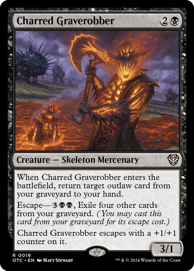Charred Graverobber (OTC-019) - Outlaws of Thunder Junction Commander [Rare]