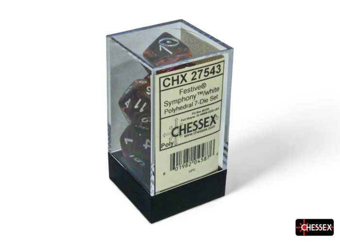 Chessex - 7-Dice Set - Festive - Symphony/White (Polyhedral) - Image 2
