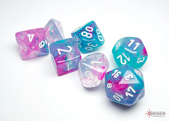 Chessex - 7-Dice Set - Nebula - Wisteria/White Luminary (Polyhedral) - Image 2