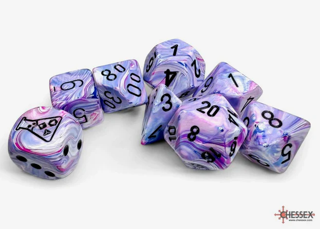 Chessex -  Lab Dice 7 Piece - Hydrangea/Black (With Bonus Die) - Image 2