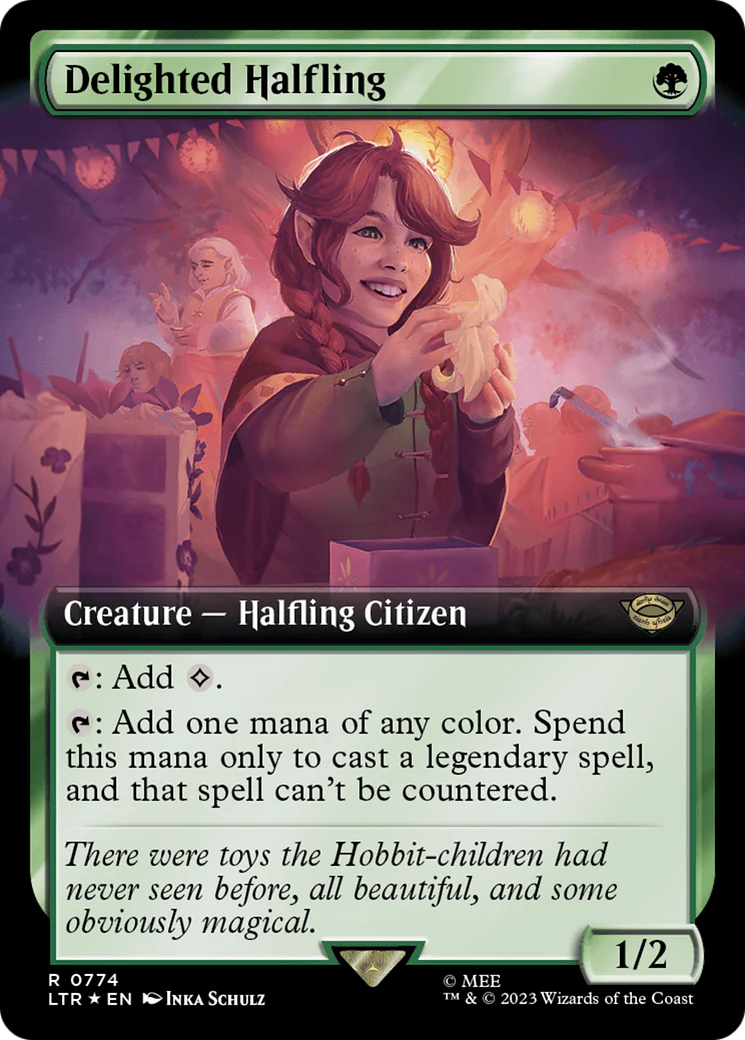 Delighted Halfling (LTR-774) - The Lord of the Rings: Tales of Middle-earth: (Extended Art) Surge Foil [Rare]