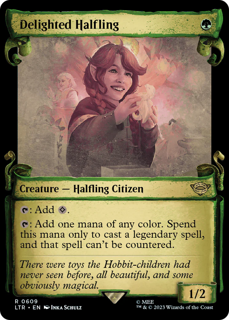 Delighted Halfling (LTR-609) - The Lord of the Rings: Tales of Middle-earth: (Showcase) Scroll [Rare]