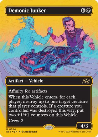 Demonic Junker (Borderless) (First-Place Foil) (DFT-524) - Aetherdrift Foil [Rare]