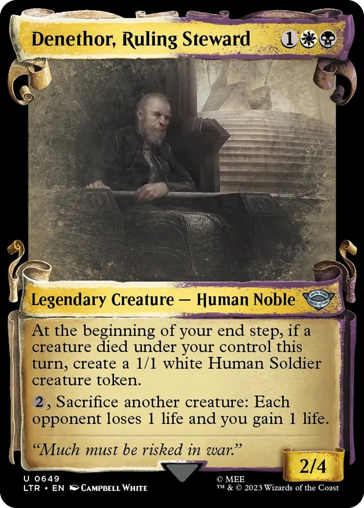 Denethor, Ruling Steward (LTR-649) - The Lord of the Rings: Tales of Middle-earth: (Showcase) Scroll Foil [Uncommon]
