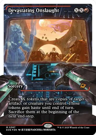 Devastating Onslaught (0387) (Showcase) (Fracture Foil) (EOE-387) - Edge of Eternities Foil [Mythic]