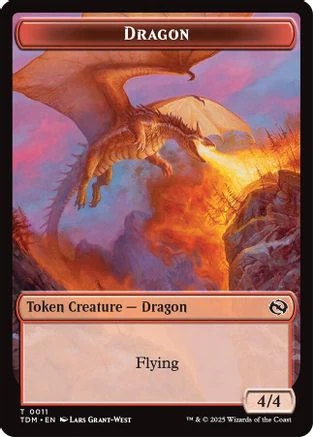 Dragon (0011) // Warrior Double-Sided Token (TDM-11 // 13) - Tarkir: Dragonstorm [Token]