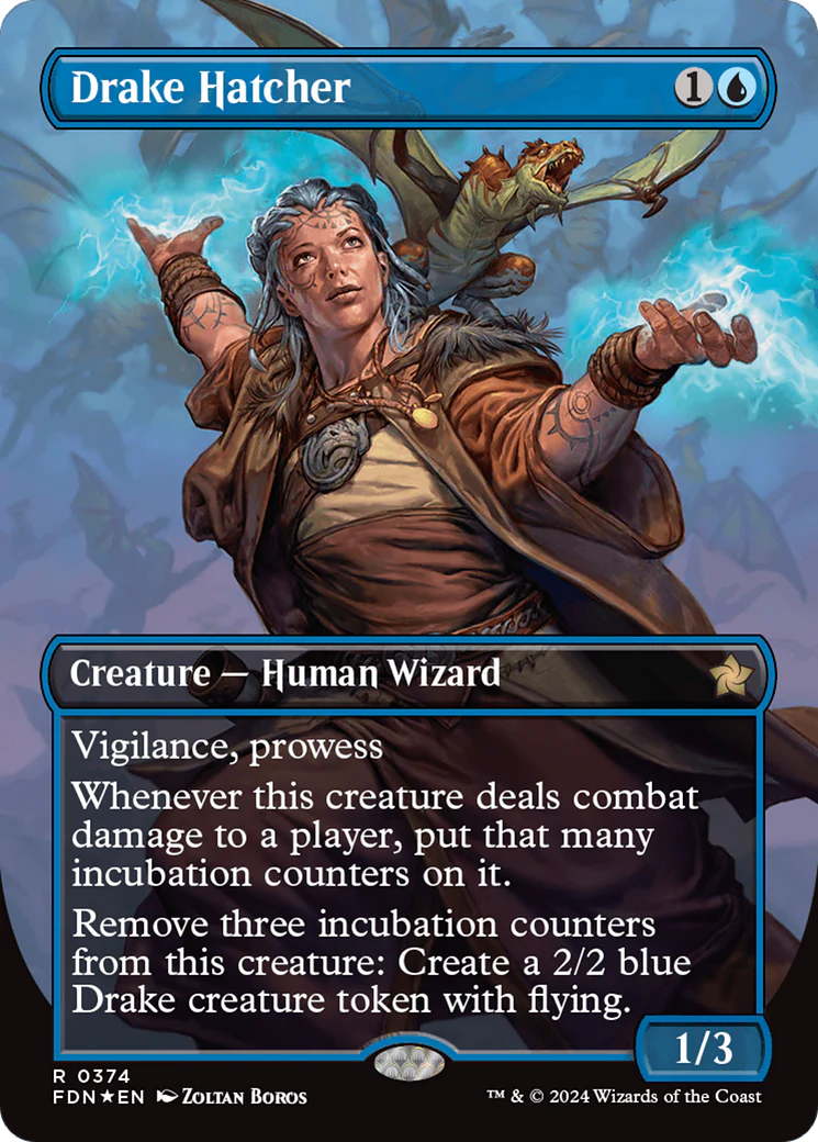 Drake Hatcher (FDN-374) - Foundations (Borderless) Foil [Rare]