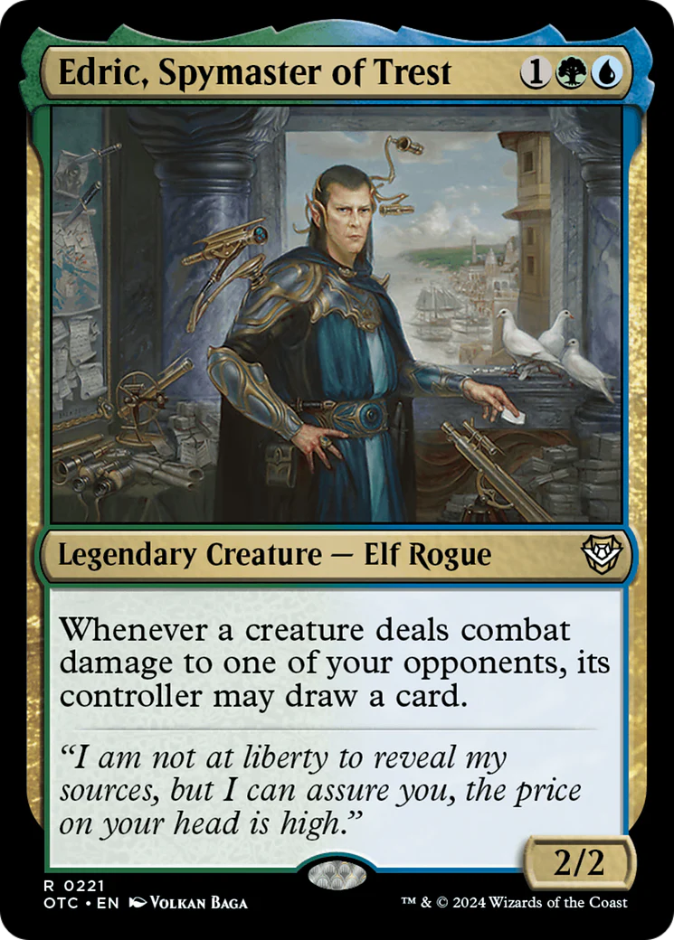 Edric, Spymaster of Trest (OTC-221) - Outlaws of Thunder Junction Commander [Rare]