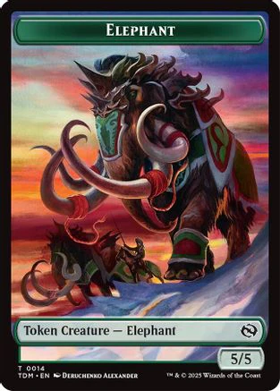 Elephant // Treasure  Double-Sided Token (TDM-14 // 16) - Tarkir: Dragonstorm Foil [Token]