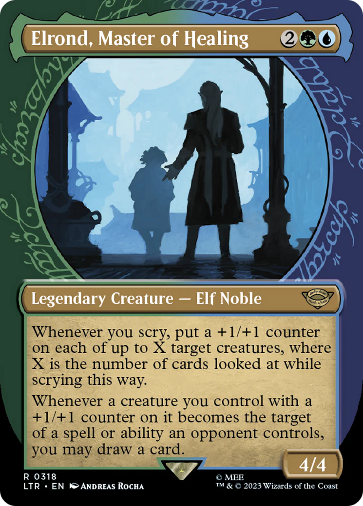 Elrond, Master of Healing (LTR-318) - The Lord of the Rings: Tales of Middle-earth: (Showcase) (Borderless) Foil [Rare]