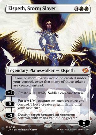 Elspeth, Storm Slayer (Borderless) (TDM-398) - Tarkir: Dragonstorm [Mythic]