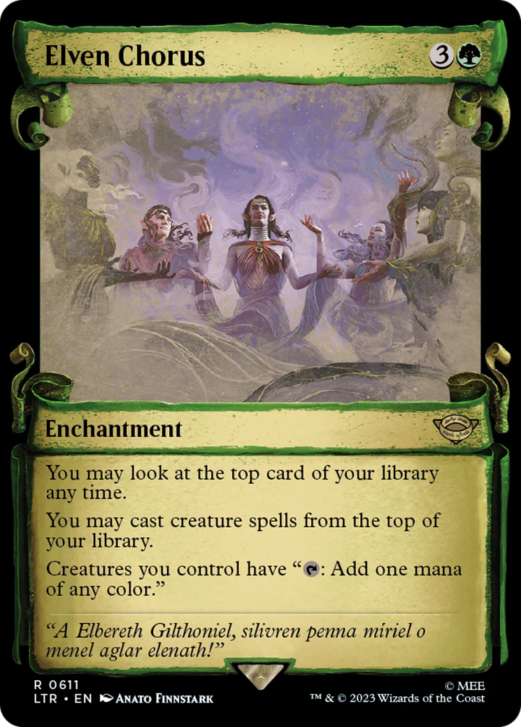 Elven Chorus (LTR-611) - The Lord of the Rings: Tales of Middle-earth: (Showcase) Scroll Foil [Rare]