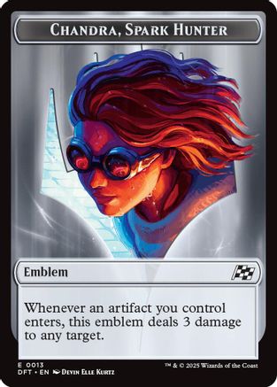 Emblem - Chandra, Spark Hunter // Vehicle Double-Sided Token (DFT-13 // 12) - Aetherdrift [Token]