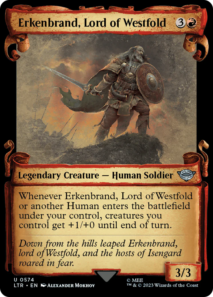 Erkenbrand, Lord of Westfold (LTR-574) - The Lord of the Rings: Tales of Middle-earth: (Showcase) Scroll Foil [Uncommon]