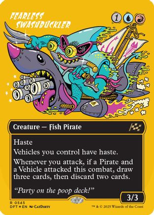 Fearless Swashbuckler (borderless) (First-Place Foil) (DFT-545) - Aetherdrift Foil [Rare]