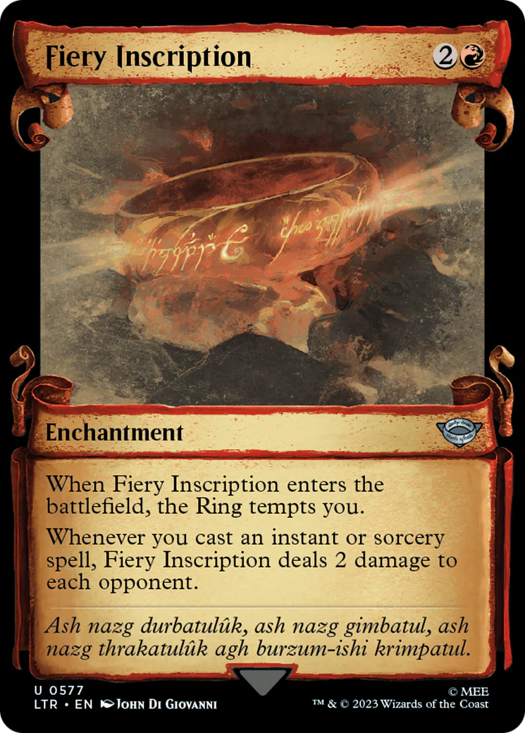 Fiery Inscription (LTR-577) - The Lord of the Rings: Tales of Middle-earth: (Showcase) Scroll Foil [Uncommon]