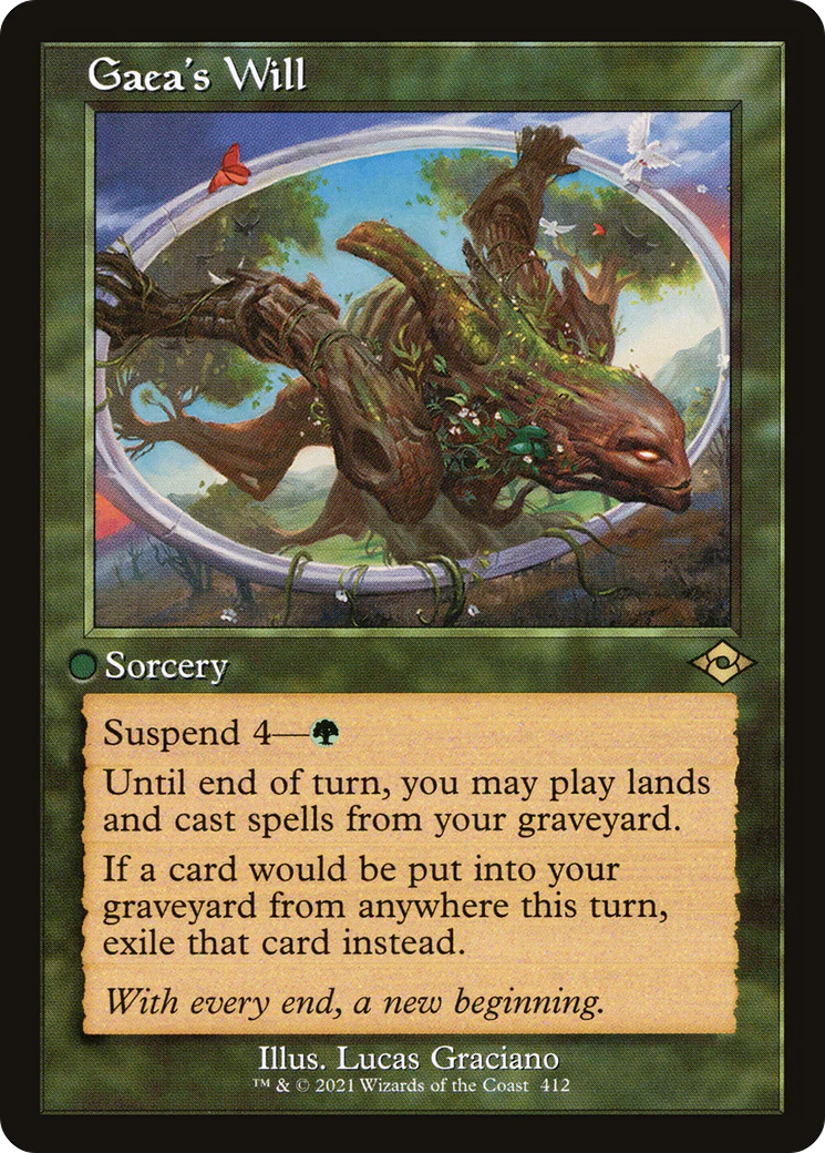 Gaea's Will (MH2-412) - Modern Horizons 2 Etched Foil [Rare] Retro Frame