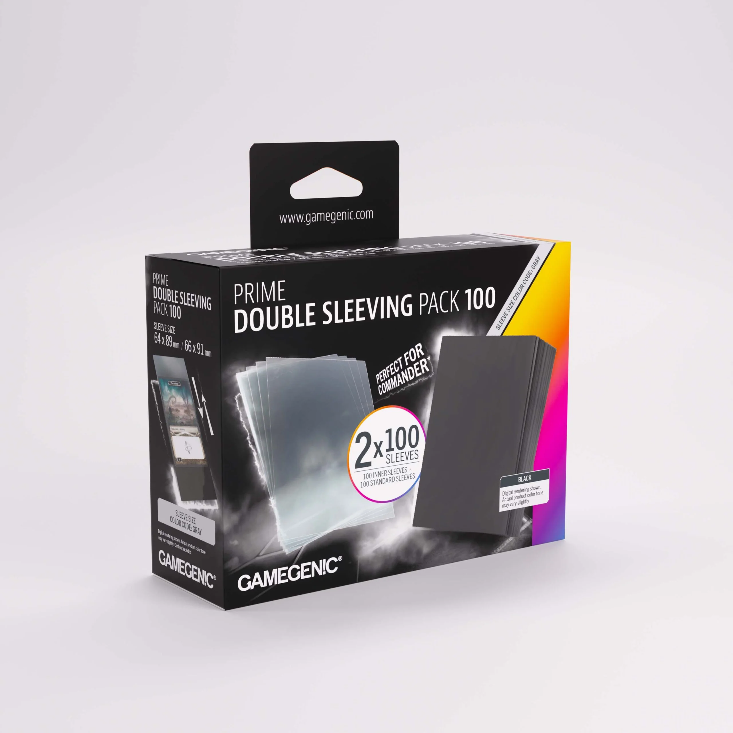 Gamegenic - Prime Double Sleeving: Clear/Black (2x100) (Repackaging) *PRE-ORDER*