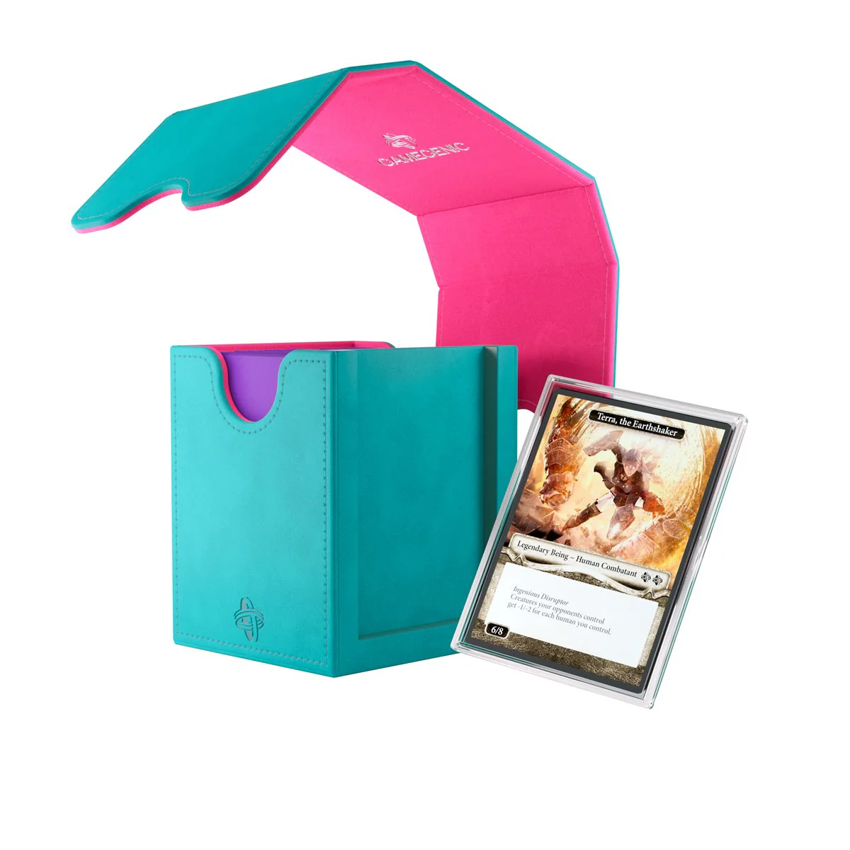 Gamegenic: Squire Plus XL Deck Box - Teal / Pink (100ct) - Image 2