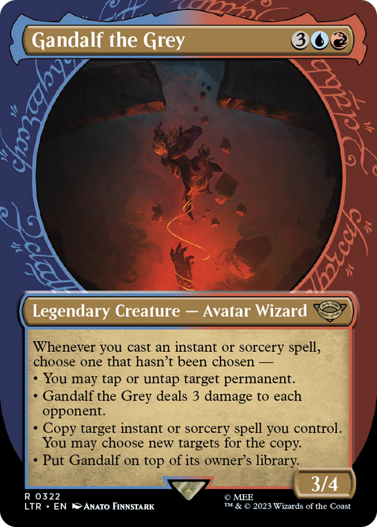 Gandalf the Grey (LTR-322) - The Lord of the Rings: Tales of Middle-earth: (Showcase) (Borderless) Foil [Rare]