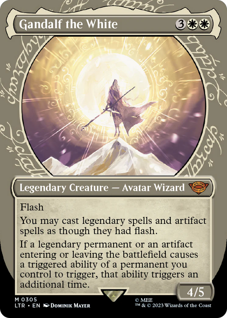 Gandalf the White (LTR-305) - The Lord of the Rings: Tales of Middle-earth: (Showcase) (Borderless) Foil [Mythic]