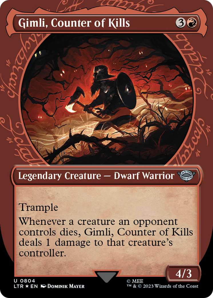 Gimli, Counter of Kills (LTR-804) - The Lord of the Rings: Tales of Middle-earth: (Showcase) (Borderless) Surge Foil [Uncommon]