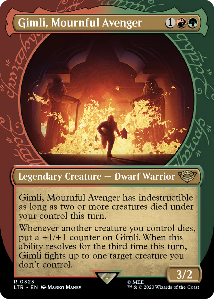 Gimli, Mournful Avenger (LTR-323) - The Lord of the Rings: Tales of Middle-earth: (Showcase) (Borderless) [Rare]