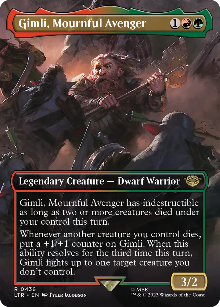 Gimli, Mournful Avenger (LTR-436) - The Lord of the Rings: Tales of Middle-earth (Borderless) Foil [Rare]