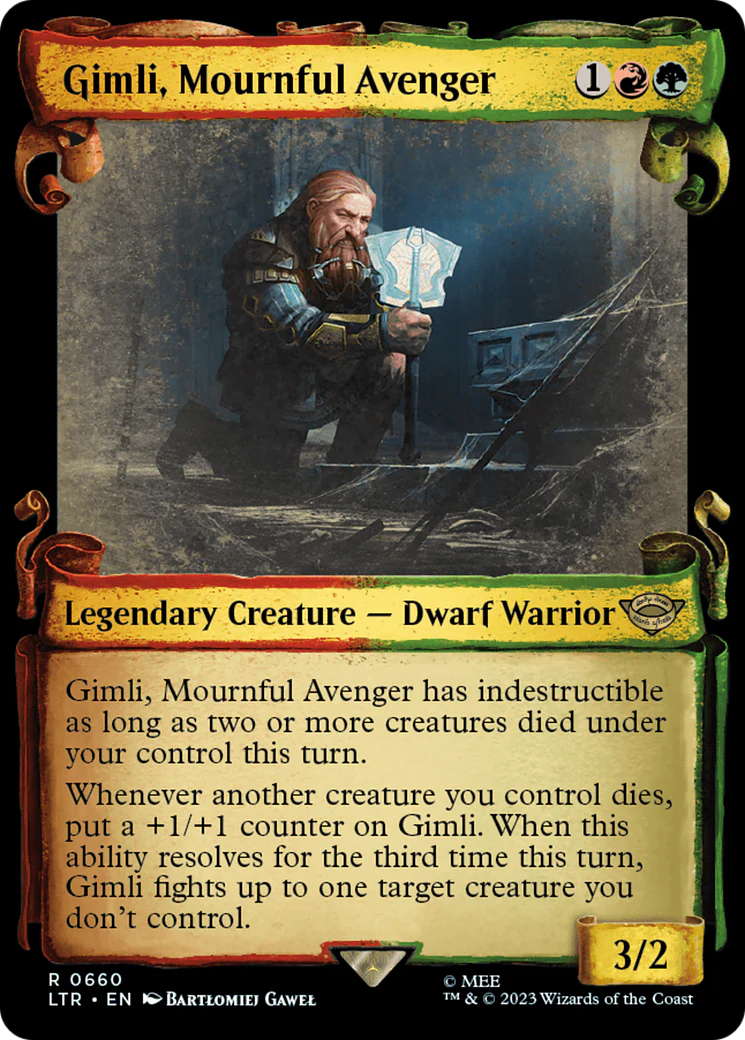 Gimli, Mournful Avenger (LTR-660) - The Lord of the Rings: Tales of Middle-earth: (Showcase) Scroll Foil [Rare]