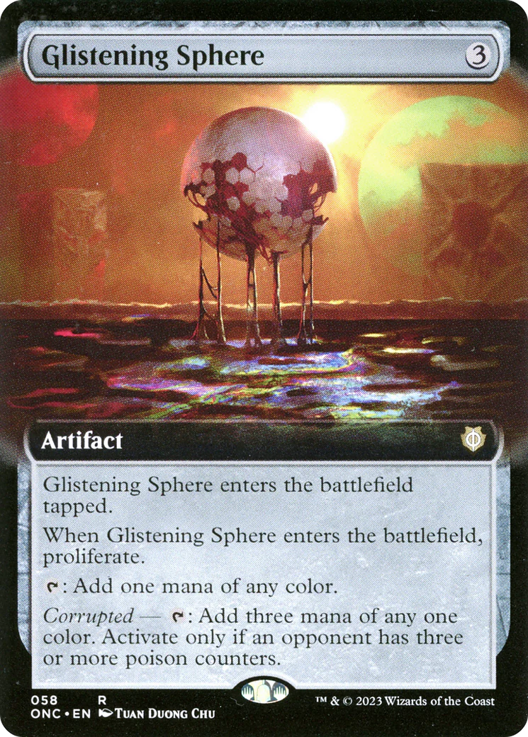 Glistening Sphere (ONC-058) - Phyrexia: All Will Be One Commander: (Extended Art) [Rare]
