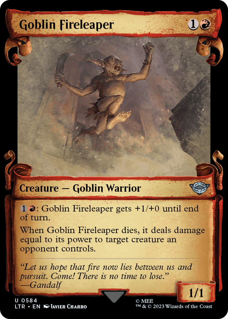Goblin Fireleaper (LTR-584) - The Lord of the Rings: Tales of Middle-earth: (Showcase) Scroll Foil [Uncommon]