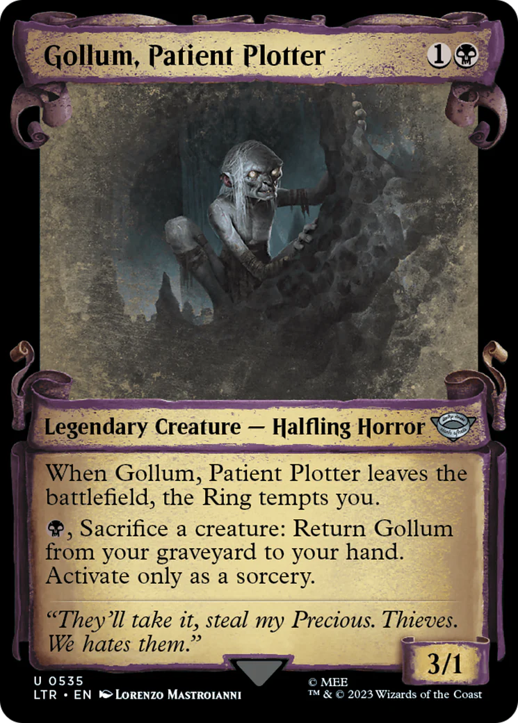 Gollum, Patient Plotter (LTR-535) - The Lord of the Rings: Tales of Middle-earth: (Showcase) Scroll Foil [Uncommon]