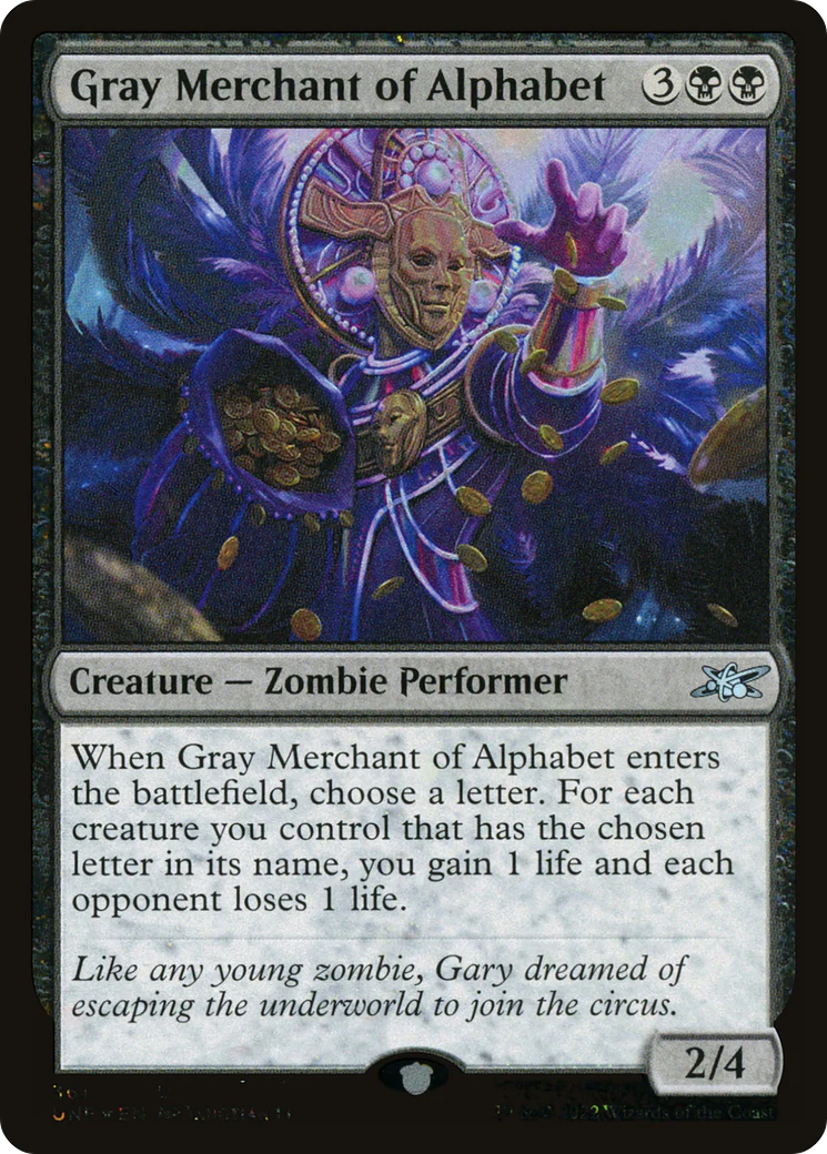 Gray Merchant of Alphabet (UNF-361) - Unfinity Galaxy Foil [Uncommon]