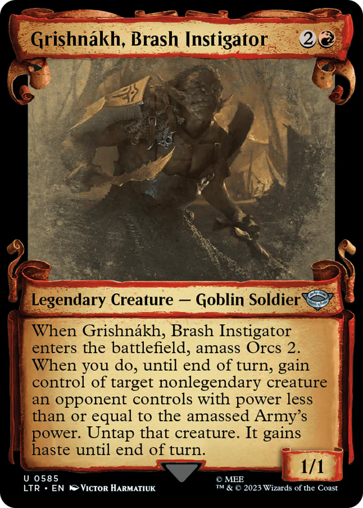 Grishnákh, Brash Instigator (LTR-585) - The Lord of the Rings: Tales of Middle-earth: (Showcase) Scroll Foil [Uncommon]