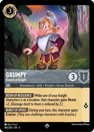 Grumpy - Skeptical Knight (186/204) - Shimmering Skies  [Super Rare]