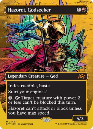 Hazoret, Godseeker (Borderless) (First-Place Foil) (DFT-546) - Aetherdrift Foil [Mythic]